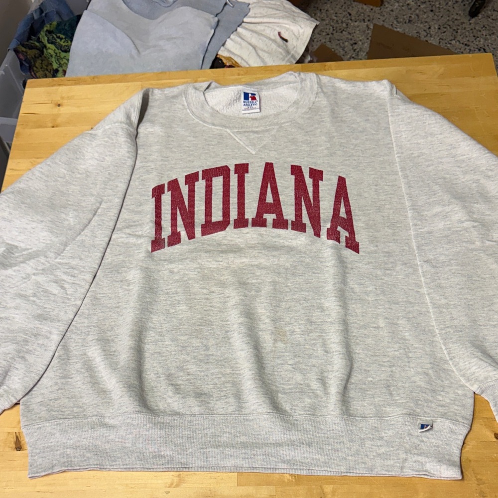Vintage Russell Athletic Light Gray Indiana Crewneck Sweater